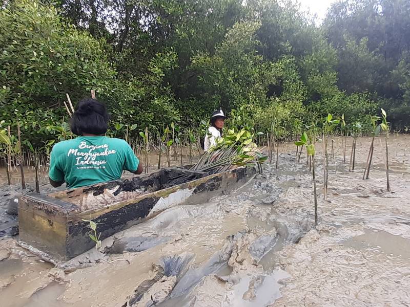 Penanaman PT Asuransi Rama Satria Wibawa dibantu petani
