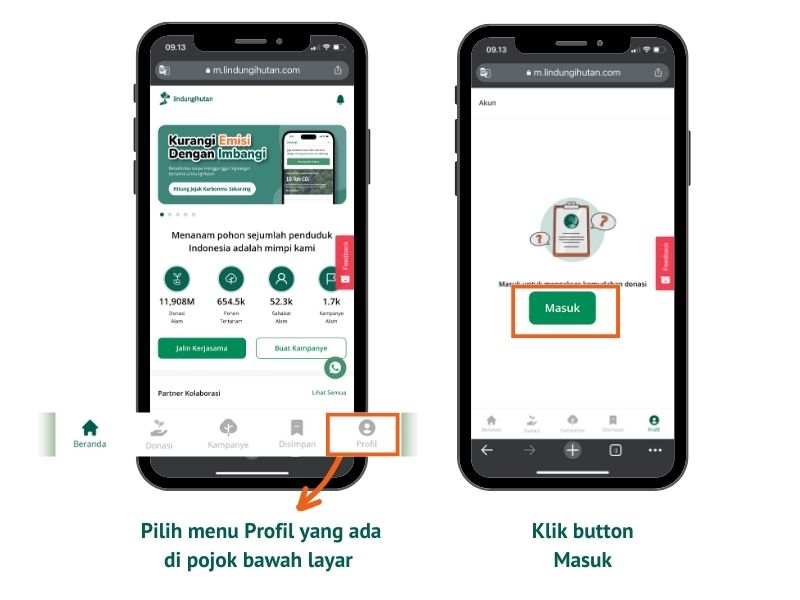 tutorial reset password akun LindungiHutan.